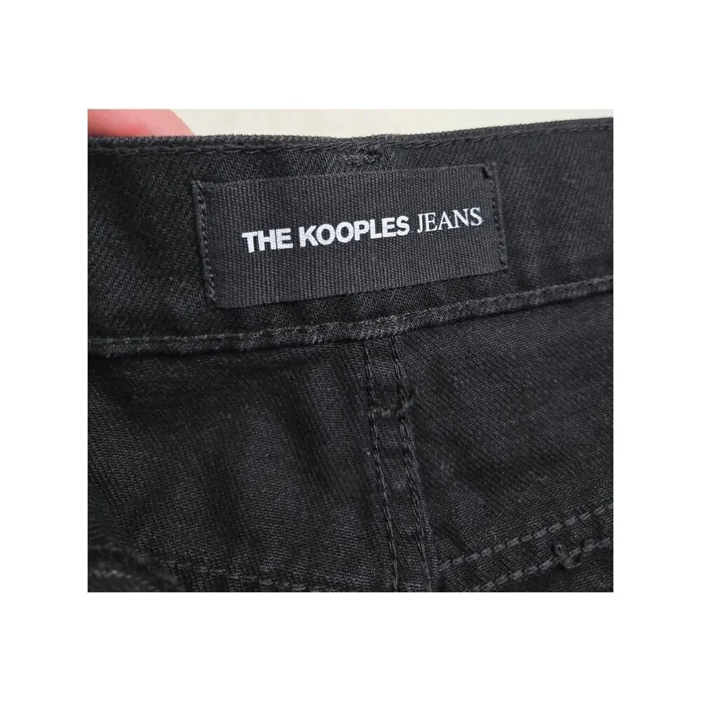The Kooples Black Studded Fray Hem Button Fly Denim Shorts Women's 2 - Picture 7 of 10